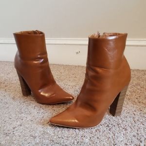 Pointed Toe Booties In Cognac